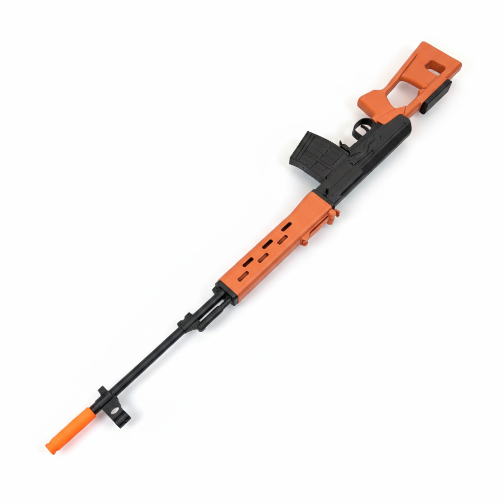 3D Printed SVD Dragunov – 1:1 Scale Replica / Prop (Blaze Orange Tip)