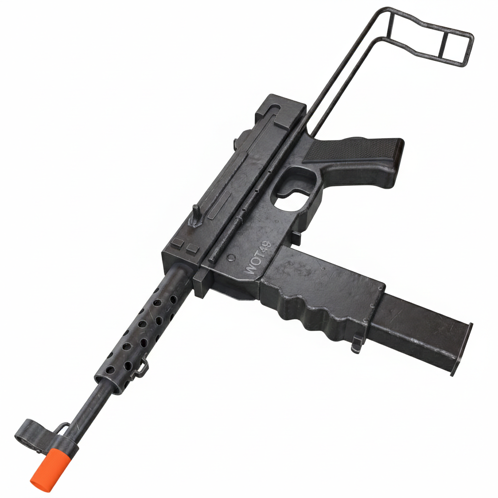 3d printed MAT-49 SMG (PropGun) 1/1 Size blaze orange tip