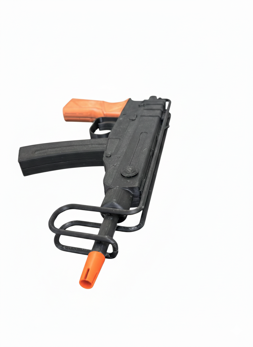 3D Printed Škorpion vz. 61 SMG – 1:1 Scale Replica / Prop w/ Blaze Orange Tip