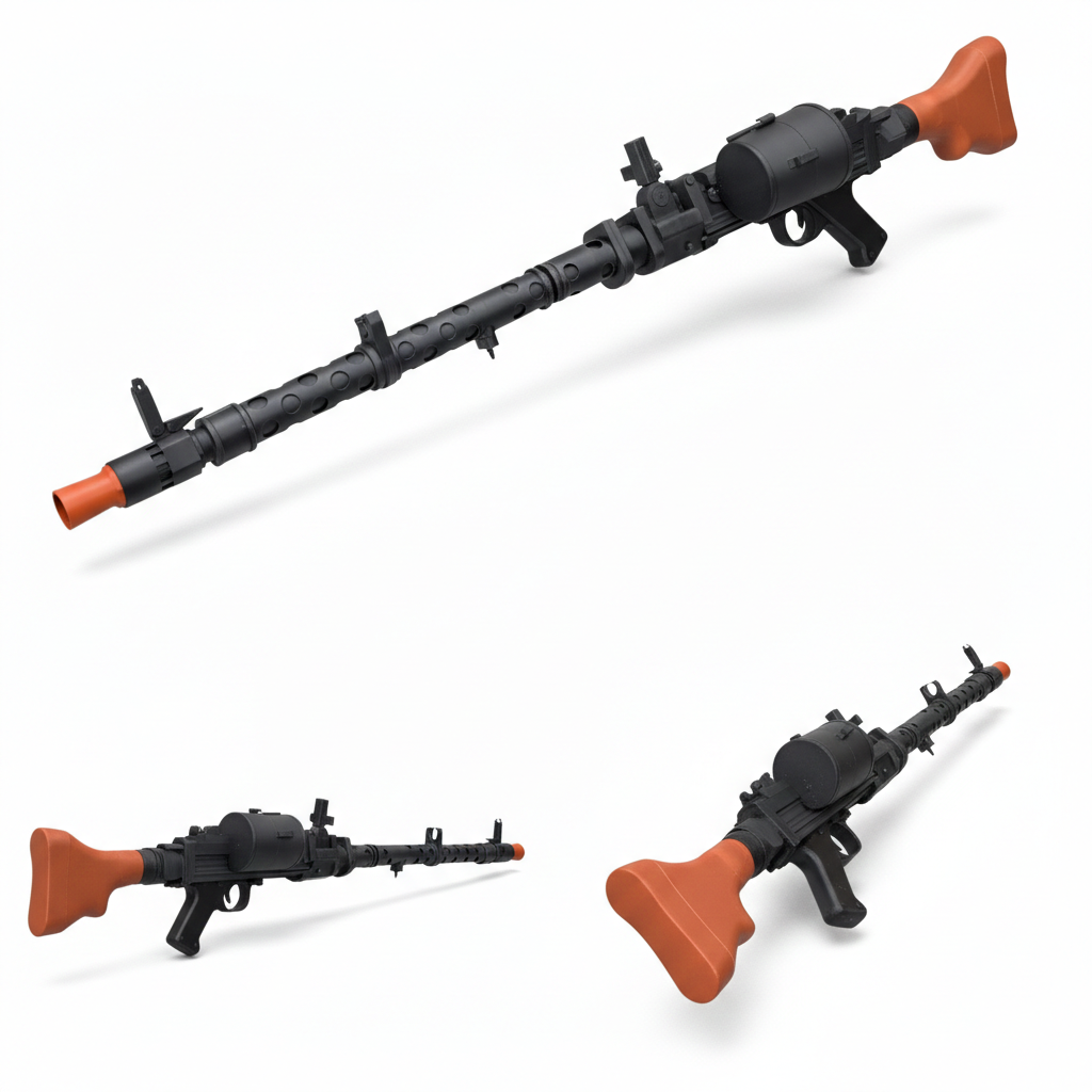3D Printed MG34 – 1:1 Scale Replica / Prop w/ Blaze Orange Tip