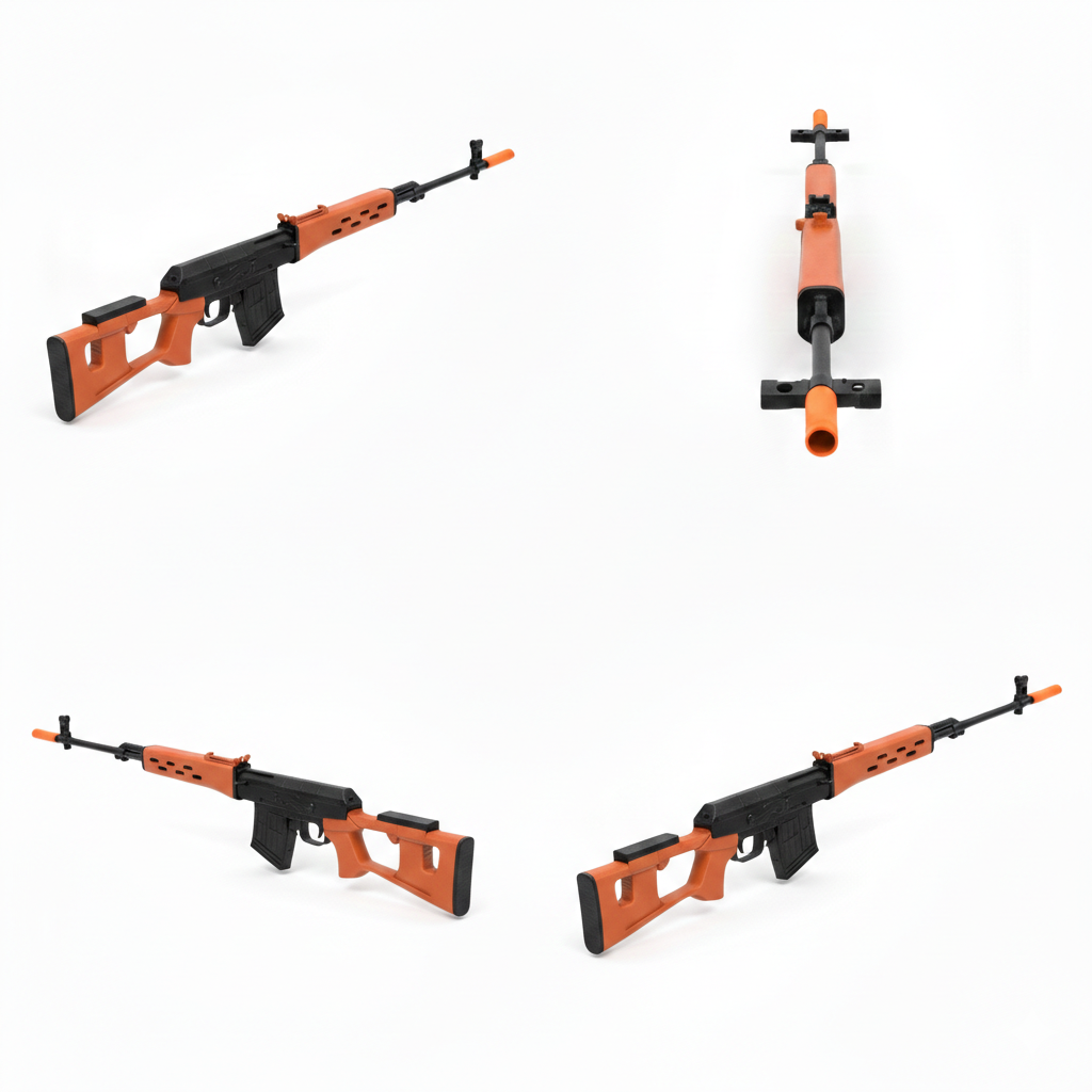 3D Printed SVD Dragunov – 1:1 Scale Replica / Prop (Blaze Orange Tip)