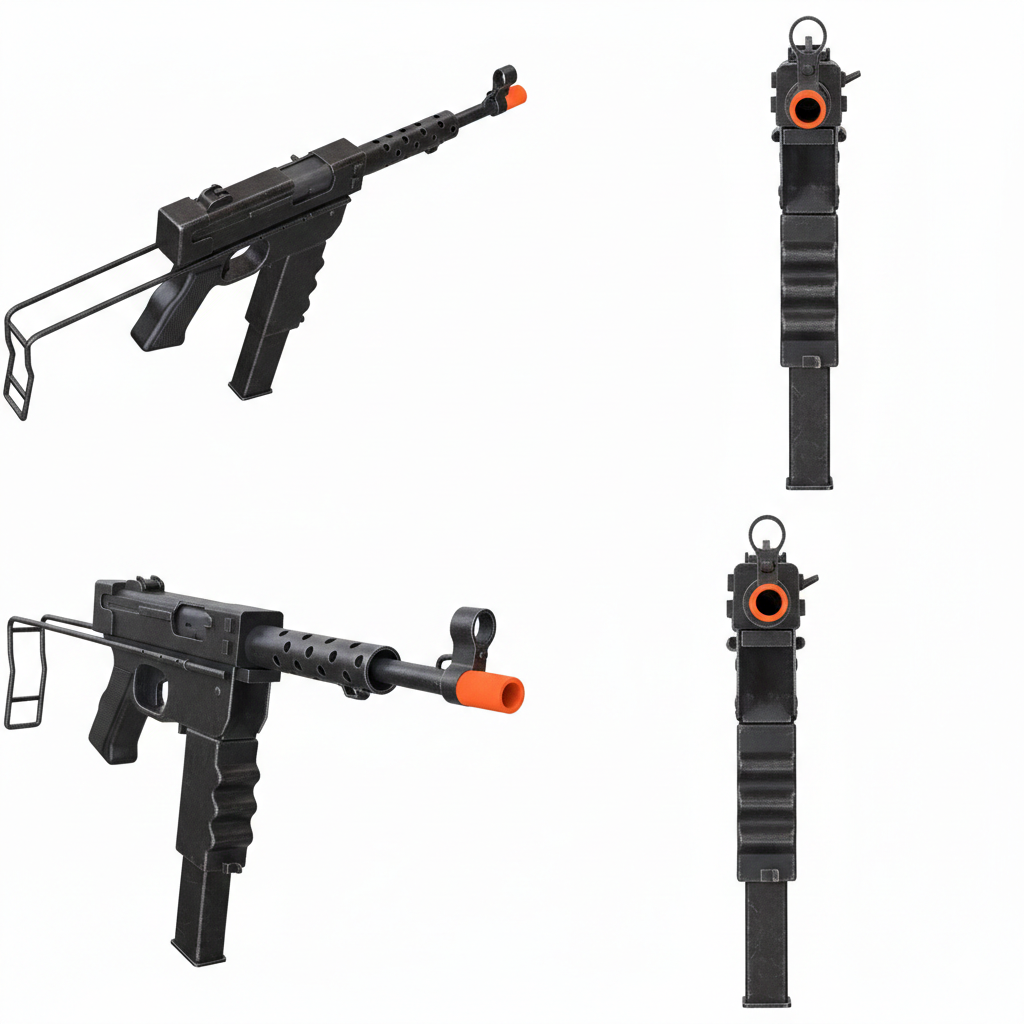 3d printed MAT-49 SMG (PropGun) 1/1 Size blaze orange tip
